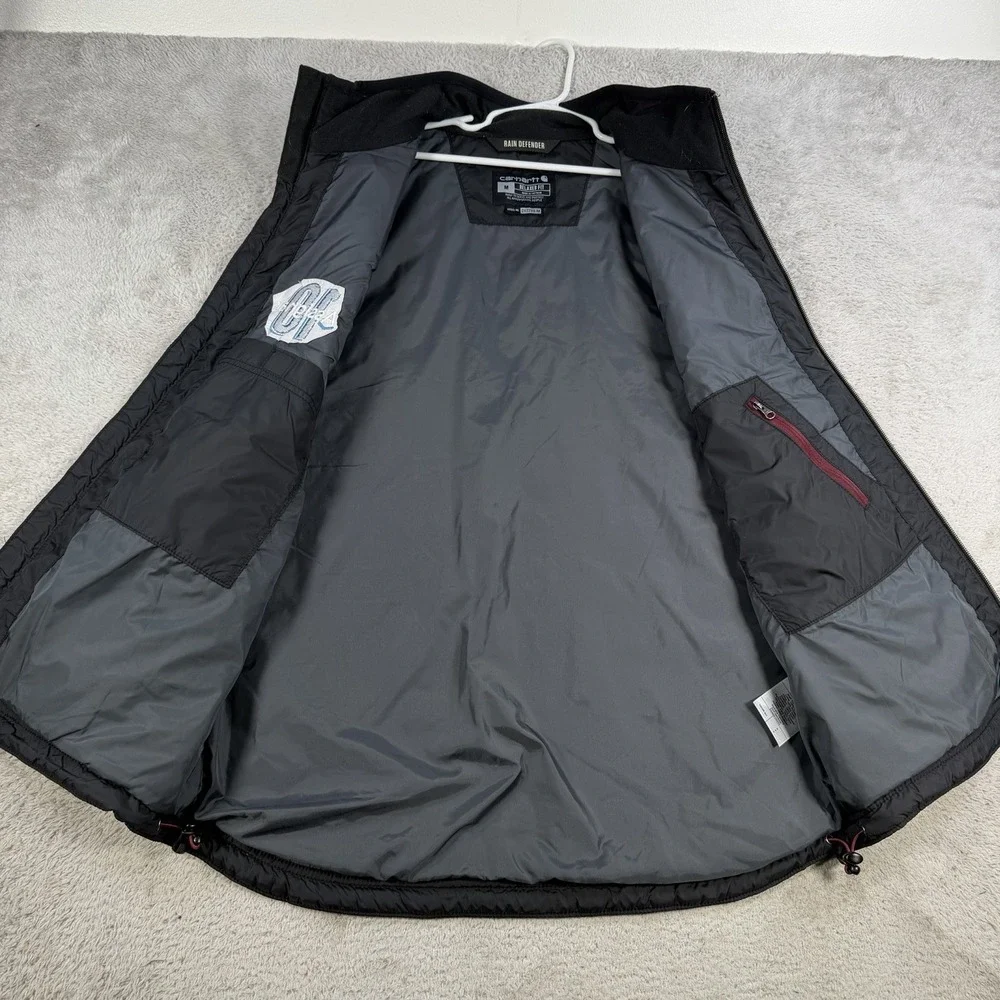 Carhartt Vest Men Medium Black Gilliam Lightweight Rain Defender Relaxed Fit Zip